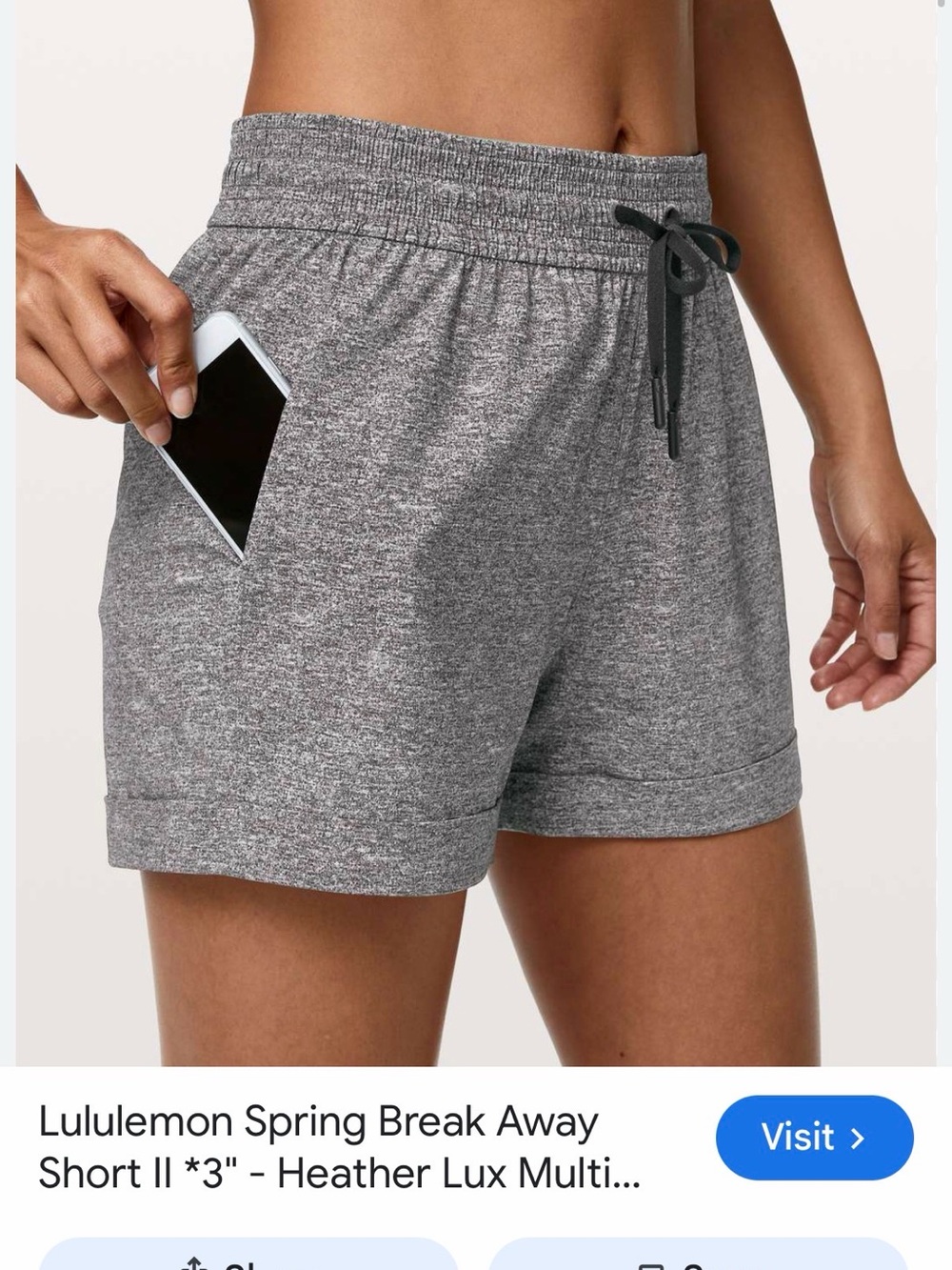 lululemon athletica Spring Breakaway Heather Grey Drawstring Athletic Shorts 3”